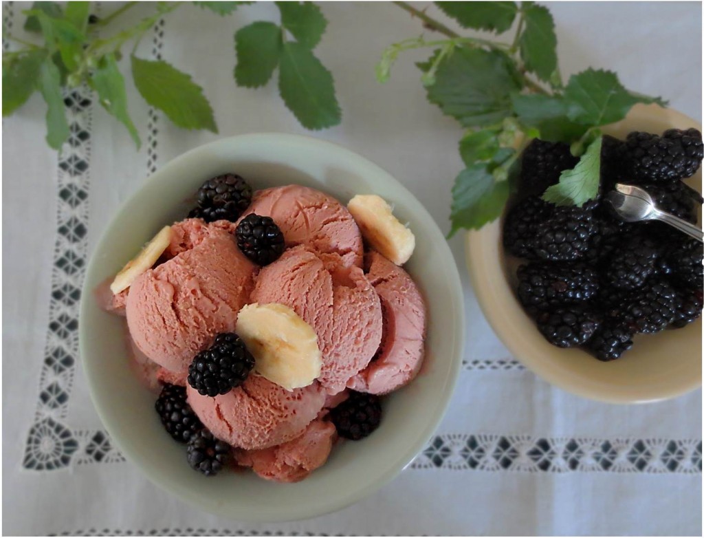 smooth and creamy blackberry banana ice cream 