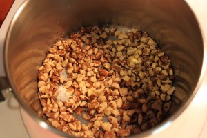 Toasting black walnuts in a small saucepan