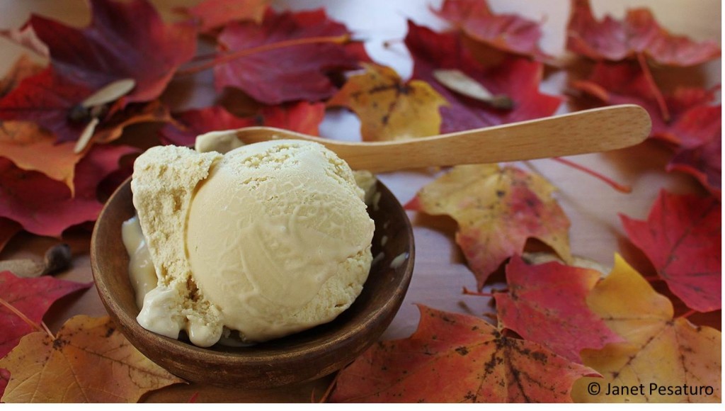 Maple ice cream made with maple sugar