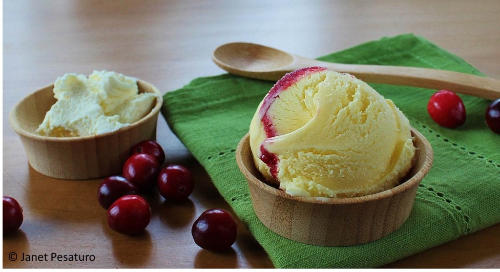 Cranberry swirl cheese ice cream
