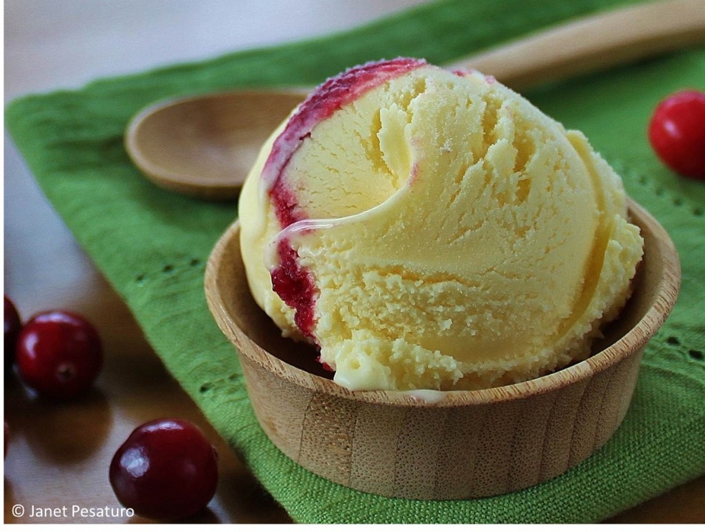 Cranberry swirl cheese ice cream